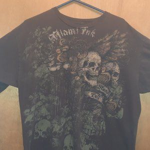 Mens Miami Ink 2 Sided Tee Shirt Brown Size XXL